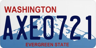 WA license plate AXE0721