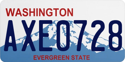 WA license plate AXE0728