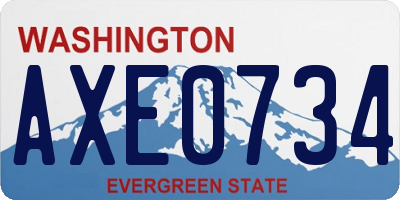 WA license plate AXE0734