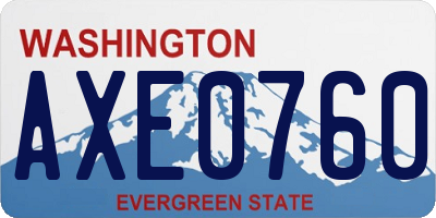 WA license plate AXE0760