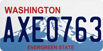 WA license plate AXE0763