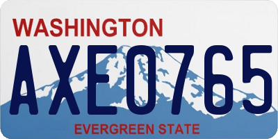 WA license plate AXE0765