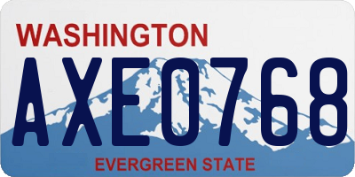 WA license plate AXE0768