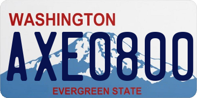 WA license plate AXE0800