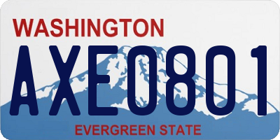 WA license plate AXE0801