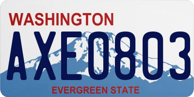 WA license plate AXE0803