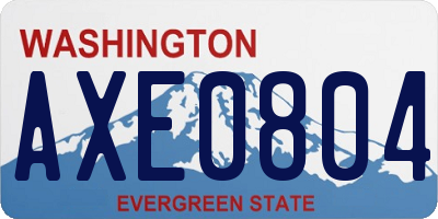 WA license plate AXE0804