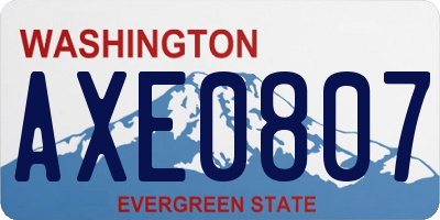 WA license plate AXE0807