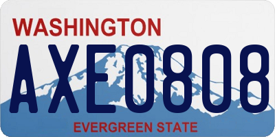 WA license plate AXE0808