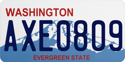 WA license plate AXE0809