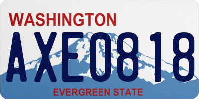 WA license plate AXE0818