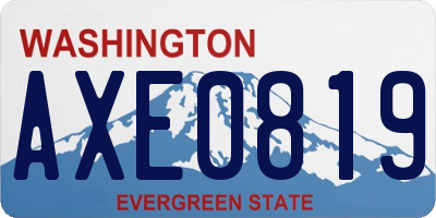 WA license plate AXE0819