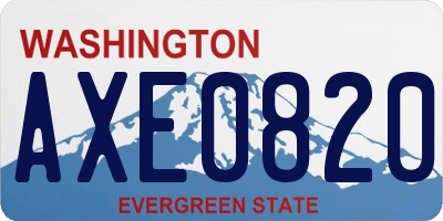 WA license plate AXE0820