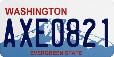WA license plate AXE0821