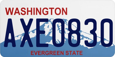 WA license plate AXE0830