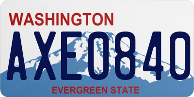 WA license plate AXE0840