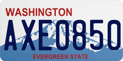 WA license plate AXE0850