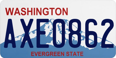 WA license plate AXE0862
