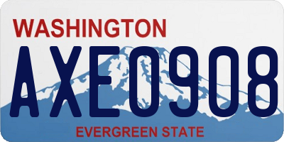 WA license plate AXE0908