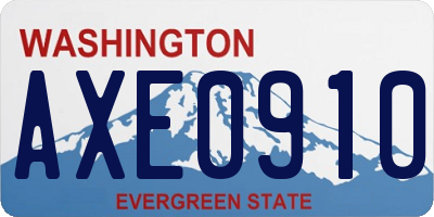 WA license plate AXE0910