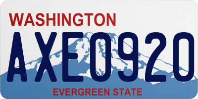 WA license plate AXE0920