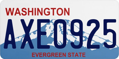WA license plate AXE0925