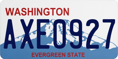 WA license plate AXE0927