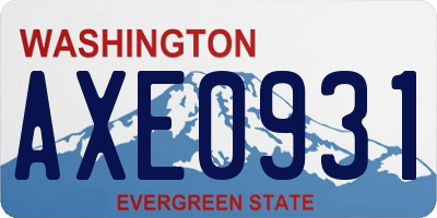 WA license plate AXE0931