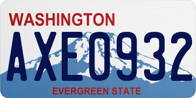 WA license plate AXE0932