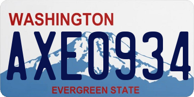 WA license plate AXE0934