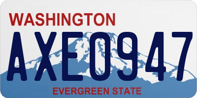 WA license plate AXE0947