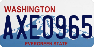 WA license plate AXE0965
