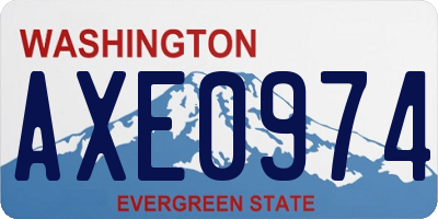 WA license plate AXE0974