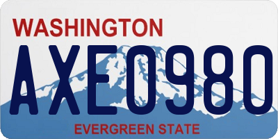 WA license plate AXE0980
