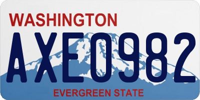 WA license plate AXE0982