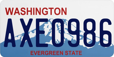 WA license plate AXE0986