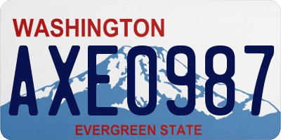 WA license plate AXE0987