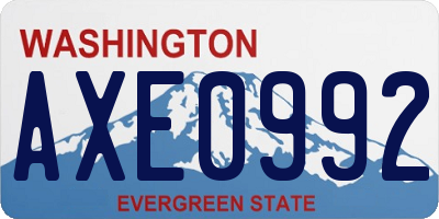 WA license plate AXE0992