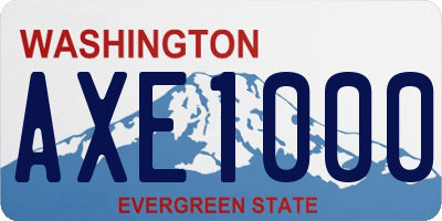 WA license plate AXE1000