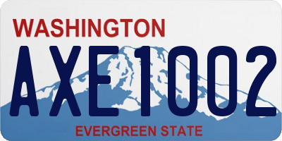 WA license plate AXE1002