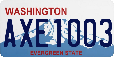 WA license plate AXE1003