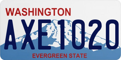 WA license plate AXE1020