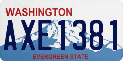 WA license plate AXE1381