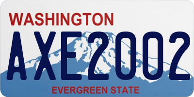 WA license plate AXE2002