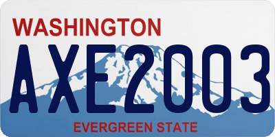 WA license plate AXE2003