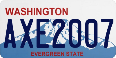 WA license plate AXE2007