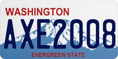 WA license plate AXE2008