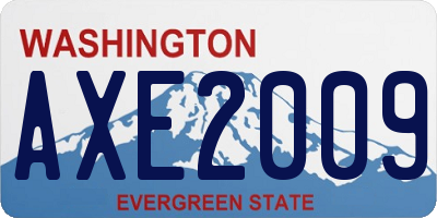 WA license plate AXE2009