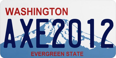 WA license plate AXE2012