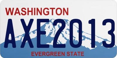 WA license plate AXE2013